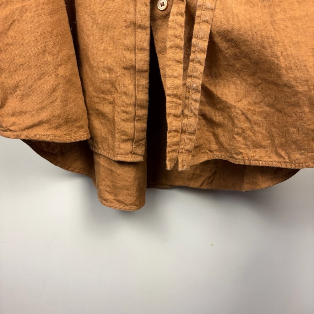 COS Linen 14 Button Down Long-Sleeve Classic Shirt Dress in Rust Preppy Summer - Picture 4 of 12